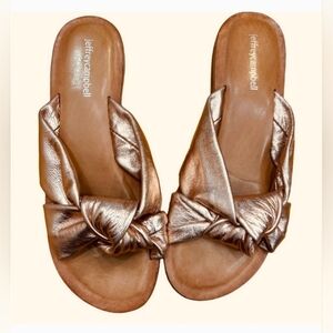 Jeffrey Campbell Womens Rose Gold Soft Leather Metallic Sandals Size 7 Handmade